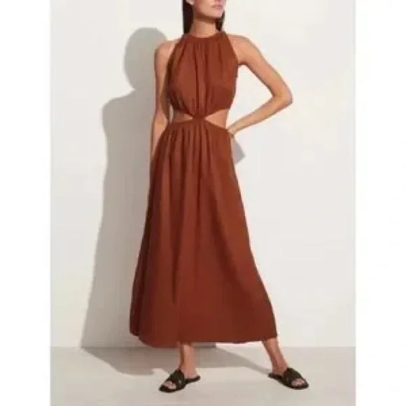 Barely Worn Faithfull The Brand Elegant Rust Sleeveless Dress - Picture 3 of 3
